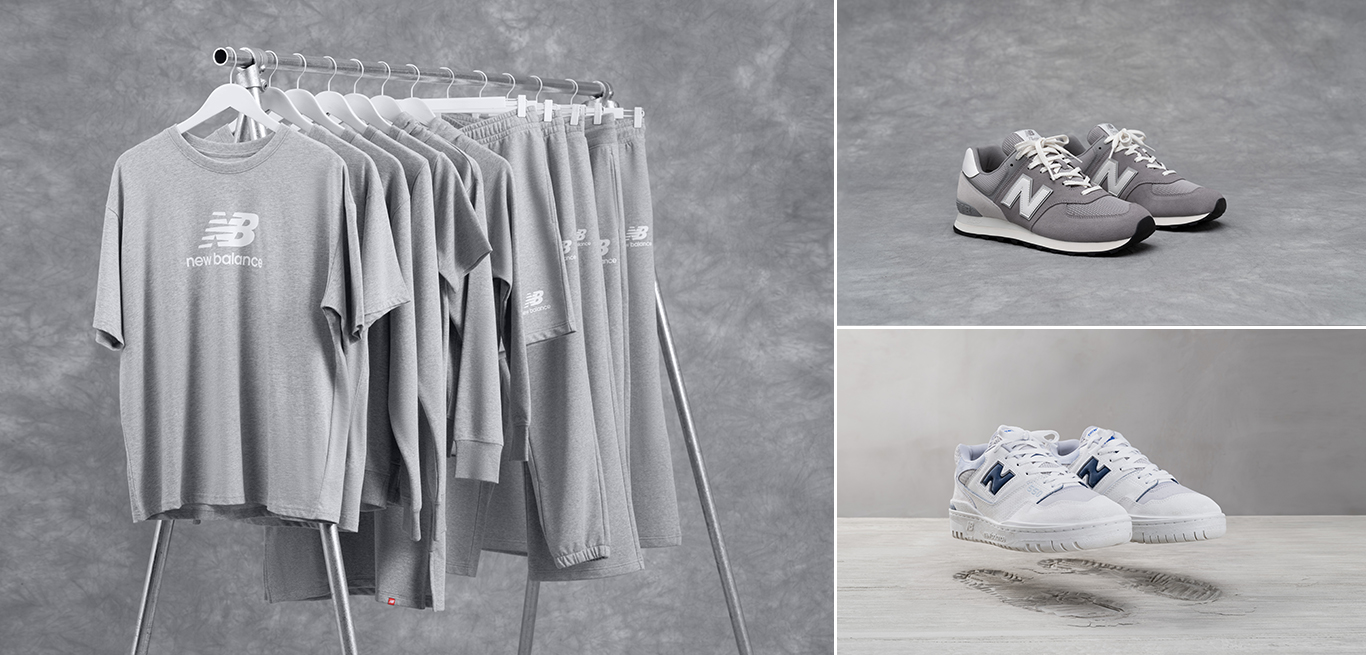 New Balance Grey Day 2023 - Grey Shop pack that includes New Balance clothing, New Balance 550 and New Balance 574